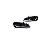 VAVGKDKPZB Faro derecho Para VW Para Polo Para Vento 2011-2017 Lente De Proyector Faro LED Luces Coche Lámpara Cabeza DRL Hid Bi Xenon Beam Faros Delantero Izquierdo(Black Version)
