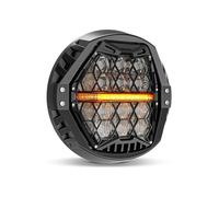 VAVGKDKPZB Para Davidson Para Street Glide Road King Especial Electra Para Ultra Faro LED Con Soporte 7 Pulgadas 120W Conjunto De Faro Moto(With Amber DRL-1pcs)
