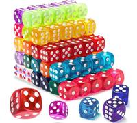 VAVICRAP 100 Piezas Juego de Dados de Seis Caras 12 mm Juego de Dados de Colores Acrílico Dados Translúcidos Juego de Dados Poliédricos para Enseñanza de Las Matemáticas Juegos de Mesa
