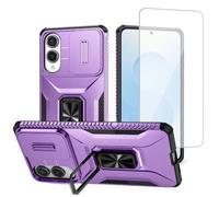 Vavies Funda para Galaxy S25 Edge/Galaxy S25Slim SM-S937U1 con protector de pantalla de vidrio templado y cubierta para cámara deslizante, anillo magnético, soporte para coche, color morado