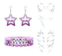 vavkvr Kpop Demon Merch Set incluye pendientes, pulseras, tatuajes, accesorios de concierto K pop, regalos para adolescentes, fanáticos, mujeres y hombres, L, Acrílico, No es una piedra preciosa