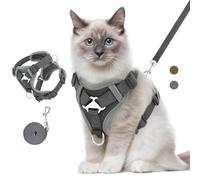 VavoPaw Arnés para Mascotas y Correa para Pasear, Arnés Ajustable Cómodo Antitirones para Perro con Tira Reflectante, Malla Transpirable, Chaleco de Seguridad para Gatos Cachorros, M, Gris Oscuro