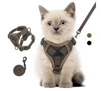 VavoPaw Arnés para Mascotas y Correa para Pasear, Arnés Ajustable Cómodo Antitirones para Perro con Tira Reflectante, Malla Transpirable, Chaleco de Seguridad para Gatos Cachorros, Calor Café, S