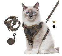 VavoPaw Arnés para Mascotas y Correa para Pasear, Arnés Ajustable Cómodo Antitirones para Perro con Tira Reflectante, Malla Transpirable, Chaleco de Seguridad para Gatos Cachorros, Calor Café, M