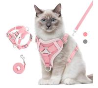 VavoPaw Arnés para Mascotas y Correa para Pasear, Chaleco de Seguridad para Perro con Malla Transpirable, Tira Reflectante, Arnés Ajustable Cómodo Antitirones para Gatos Cachorros, M, Rosa