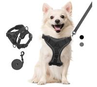 VavoPaw Arnés para Mascotas y Correa para Pasear, Chaleco de Seguridad para Perro con Tira Reflectante, Malla Transpirable, Arnés Ajustable Cómodo Antitirones para Cachorros Gatos, L, Negro
