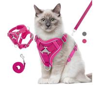 VavoPaw Arnés para Mascotas y Correa para Pasear, Chaleco de Seguridad para Perro con Tira Reflectante, Malla Transpirable, Arnés Ajustable Cómodo Antitirones para Cachorros Gatos, M, Magenta