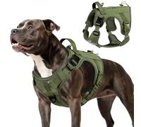 VavoPaw Arnés Táctico Perro, Fácil Control & Sin Tirar Arnés para Perros con Panel Molle y Tira Reflectante, Chaleco Táctico Perro Servicio de Adiestramiento, Paseos, Caza, Outdoor, Verde Militar, M