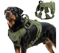 VavoPaw Arnés Táctico Perro, Fácil Control & Sin Tirar Arnés para Perros con Panel Molle y Tira Reflectante, Chaleco Táctico Perro Servicio de Adiestramiento, Paseos, Caza, Outdoor, Verde Militar, XL