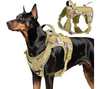 VavoPaw Arnés Táctico Perro, Fácil Control & Sin Tirar Arnés para Perros con Panel Molle y Tira Reflectante, Chaleco Táctico Perro Servicio de Adiestramiento, Paseos, Outdoor, Camuflaje Desierto, L