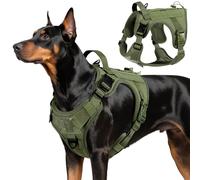 VavoPaw Arnés Táctico Perro, Fácil Control & Sin Tirar Arnés para Perros con Panel Molle y Tira Reflectante, Chaleco Táctico Perro Servicio de Adiestramiento, Paseos, Caza, Outdoor, Verde Militar, L