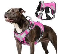 VavoPaw Arnés Táctico Perro, Fácil Control & Sin Tirar Arnés para Perros con Panel Molle y Tira Reflectante, Chaleco Táctico Perro Servicio de Adiestramiento, Paseos, Outdoor, Rosa, M