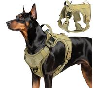 VavoPaw Arnés Táctico Perro, Fácil Control & Sin Tirar Arnés para Perros con Panel Molle y Tira Reflectante, Chaleco Táctico Perro Servicio de Adiestramiento, Paseos, Caza, Outdoor, Amarillo Ejérci, L