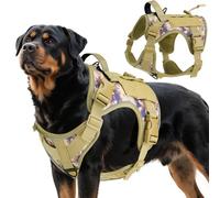 VavoPaw Arnés Táctico Perro, Fácil Control & Sin Tirar Arnés para Perros con Panel Molle y Tira Reflectante, Chaleco Táctico Perro Servicio de Adiestramiento, Paseos, Outdoor, Camuflaje Desierto, XL