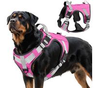 VavoPaw Arnés Táctico Perro, Fácil Control & Sin Tirar Arnés para Perros con Panel Molle y Tira Reflectante, Chaleco Táctico Perro Servicio de Adiestramiento, Paseos, Caza, Outdoor, Rosa, XL