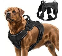 VavoPaw Arnés Táctico Perro, Fácil Control & Sin Tirar Arnés para Perros con Panel Molle y Tira Reflectante, Chaleco Táctico Perro Servicio de Adiestramiento, Paseos, Caza, Outdoor, Negro, XL