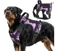 VavoPaw Arnés Táctico Perro, Fácil Control & Sin Tirar Arnés para Perros con Panel Molle y Tira Reflectante, Chaleco Táctico Perro Servicio de Adiestramiento, Paseos, Outdoor, Camuflaje Morado, XL
