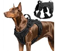 VavoPaw Arnés Táctico Perro, Fácil Control & Sin Tirar Arnés para Perros con Panel Molle y Tira Reflectante, Chaleco Táctico Perro Servicio de Adiestramiento, Paseos, Caza, Outdoor, Negro, L