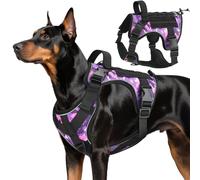 VavoPaw Arnés Táctico Perro, Fácil Control & Sin Tirar Arnés para Perros con Panel Molle y Tira Reflectante, Chaleco Táctico Perro Servicio de Adiestramiento, Paseos, Caza, Outdoor, Camuflaje Morado,L