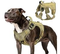 VavoPaw Arnés Táctico Perro, Fácil Control & Sin Tirar Arnés para Perros con Panel Molle y Tira Reflectante, Chaleco Táctico Perro Servicio de Adiestramiento, Paseos, Caza, Outdoor, Amarillo Ejérci, M