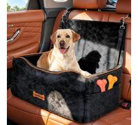 VavoPaw Asiento de Coche para Perro, Asiento Elevador Impermeable con Correa de Seguridad y Cojín Grueso, Cama Extraíble en Asientos Trasero para Mascotas Perro Mediano para Viajar, Negro