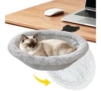 VavoPaw Cama-Escritorio para Gatos, Percha Metálica para Gatos Sin Necesidad De Taladrar, Hamaca Plegable con Clip Y Alfombrilla, Soporta hasta 18 Kg, Muebles para Gatos Que Ahorran Espacio, Gris