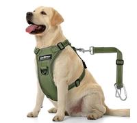 VavoPaw Cinturón de Seguridad para Perros, Arnés para Perros Ajustable de Malla Transpirable & Arnés Cinturón de Seguridad para Mascotas Pequeñas Medianas Grandes, XL, Verde Militar Entero