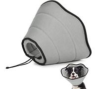VavoPaw Conos de Recuperación para Mascotas, Collar de Cono para Perros Anti- Mordida Ajustable Malla Gruesa Transpirable Suave Collar Isabelino Perro Plegable para Curación de Heridas, Gris (L)