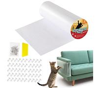 VavoPaw Protector de Muebles Gatos, Cinta Adhesiva Antiarañazos Trasparente con Raspador y Clavos Corte Conveniente Viscosidad Adecuada Sin Residuo Proteger Sofá de Tela, Puerta, Armario, 30 * 500CM