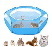 VavoPaw Valla para Mascotas Plegable, Bolsa Almacenamiento Portátil de Animales Pequeños, Tienda Jaulas Transpirable Aire Libre para Indias, Conejos, Hámsters, Chinchillas, Erizos, Gatos - Azul Claro