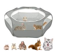 VavoPaw Valla para Mascotas Plegable, Bolsa Almacenamiento Portátil de Animales Pequeños, Tienda Jaulas Transpirable Aire Libre para Indias, Conejos, Hámsters, Chinchillas, Erizos, Gatos, Gris
