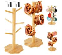 VAVPUP 2 soportes para pretzels de madera en forma de árbol, soporte estable para tazas, 6 brazos, altura 33 cm, soporte para salchichas, ahorro de espacio, decoración para restaurantes, cafeterías