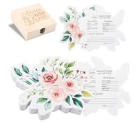 VAVPUP 50 tarjetas de consejos para baby shower, cajas de madera de doble cara con consejos interactivos y deseos para previsión del bebé para baby showers (50 unidades, A)