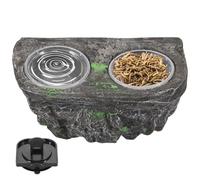 VAVPUP Alimentador con ventosa, comedero para reptiles para comida y agua, banco de alimentación doble estable con dos comederos, ahorra espacio, comedero para guisos guardianes, camaleones (A)