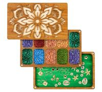 VAVPUP Bandeja clasificadora de perlas de madera con tapa magnética y banda elástica, 20 x 12 x 2,5 cm, versátil placa de perlas de madera para la fabricación de collares y pulseras, regalos para