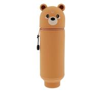VAVPUP Estuche escolar 2 en 1 de silicona suave, bonito portalápices con diseño de animales, soporte para lápices de mesa grande, estuche extensible con cremallera, estuche unisex, a, Estuche escolar