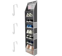VAVPUP Zapatero para la puerta, organizador de zapatos de 8 capas, colgante con bolsillos superiores y laterales, cabe 16 - 24 pares, almacenamiento de zapatos con 3 ganchos de metal, suministrado