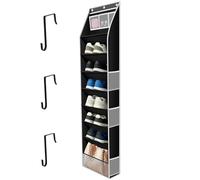 VAVPUP Zapatero para la puerta, organizador de zapatos de 8 capas, colgante con bolsillos superiores y laterales, cabe 16 - 24 pares, almacenamiento de zapatos con 3 ganchos de metal, suministrado