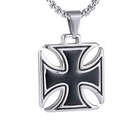 VAWAA Hombres Collar de Acero Inoxidable Vintage Caballeros Templario Hierro Cruz Colgante Collar Mujeres Biker Malta Cruz joyería