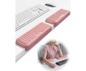 VAYDEER Juego de 2 Almohadillas de Codo en Forma de L - Cojines Reposamuñecas con Espuma Viscoelástica para Borde del Escritorio, Soporte Ergonómico para Muñeca y Antebrazo, Base Antideslizante (Rosa)