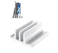Vaydeer Soporte vertical para computadora portátil, soporte de plástico con doble ranura para portátil con diseño 4 en 1 que ahorra espacio, soporte ajustable para laptop, compatible con MacBook,