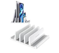 VAYDEER Soporte Vertical para Laptop de 3 Ranuras Hecho de plástico ABS, diseño 5 en 1, Organizador de Escritorio Ajustable Que Ahorra Espacio para Todos los MacBook/Chromebook/Surface