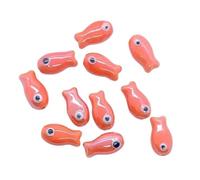 VAYEODEYU 10 piezas de cuentas de cerámica con forma de pez, multicolor, agujero, abrasión decorativa(Orange red)
