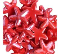 VAYEODEYU 10 Uds. De cuentas sueltas de estrella de mar de cerámica DIY, 18mm, agujero Multicolor for fabricación de joyas(Red)