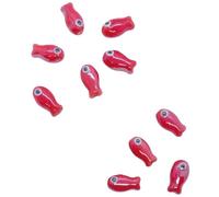 VAYEODEYU 10 Uds. Perlas dispersas con forma de pez, cuentas de cerámica de 10mm x 20mm, Multicolor for fabricación de joyas(Red)