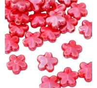VAYEODEYU 20 piezas cuentas espaciadoras de cerámica con forma de flor Multicolor(Pink red)