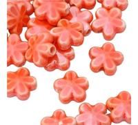 VAYEODEYU 20 piezas cuentas espaciadoras de cerámica con forma de flor Multicolor(Red)