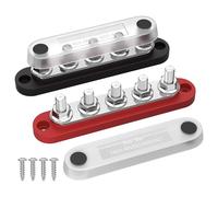 VAYEODEYU Barra de distribución 12V Cubierta del bloque de terminales de distribución de energía Pernos de 5x1/4 pulgadas 150A Max 48VDC Pos/Neg Auto