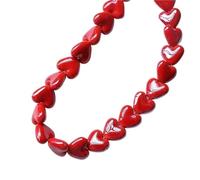 VAYEODEYU Cuentas espaciadoras de cerámica, 20 piezas, agujero de alta temperatura, forma de corazón, sueltas, Multicolor, DIY(Red)