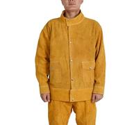 VAYEODEYU Delantal/chaqueta de soldadura de piel de vaca for hombre, llama, amarillo, varios tamaños(3XL)